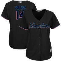 Miami Marlins #14 Martin Prado Black Alternate Women's Stitched MLB Jersey