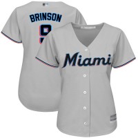 Miami Marlins #9 Lewis Brinson Grey Road Women's Stitched MLB Jersey