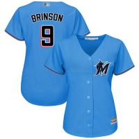 Miami Marlins #9 Lewis Brinson Blue Alternate Women's Stitched MLB Jersey