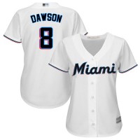 Miami Marlins #8 Andre Dawson White Home Women's Stitched MLB Jersey