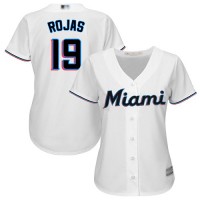 Miami Marlins #19 Miguel Rojas White Home Women's Stitched MLB Jersey