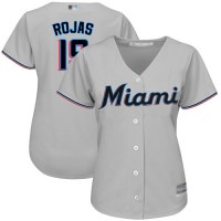 Miami Marlins #19 Miguel Rojas Grey Road Women's Stitched MLB Jersey
