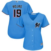 Miami Marlins #19 Miguel Rojas Blue Alternate Women's Stitched MLB Jersey