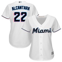 Miami Marlins #22 Sandy Alcantara White Home Women's Stitched MLB Jersey
