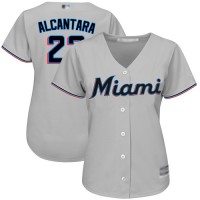 Miami Marlins #22 Sandy Alcantara Grey Road Women's Stitched MLB Jersey