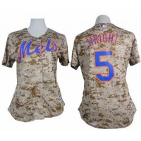 New York Mets #5 David Wright Camo Women's Fashion Stitched MLB Jersey