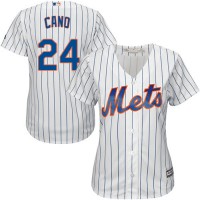 New York Mets #24 Robinson Cano White(Blue Strip) Women's Home Stitched MLB Jersey