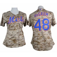 New York Mets #48 Jacob deGrom Camo Women's Fashion Stitched MLB Jersey