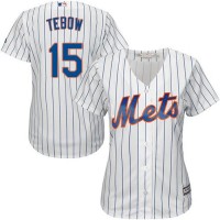 New York Mets #15 Tim Tebow White(Blue Strip) Home Women's Stitched MLB Jersey