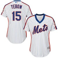 New York Mets #15 Tim Tebow White(Blue Strip) Alternate Women's Stitched MLB Jersey