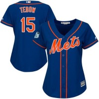New York Mets #15 Tim Tebow Blue Alternate Women's Stitched MLB Jersey