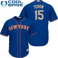 New York Mets #15 Tim Tebow Blue(Grey NO.) Alternate Women's Stitched MLB Jersey