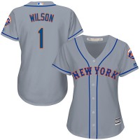 New York Mets #1 Mookie Wilson Grey Road Women's Stitched MLB Jersey
