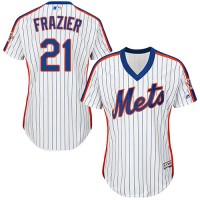 New York Mets #21 Todd Frazier White(Blue Strip) Alternate Women's Stitched MLB Jersey