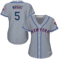 New York Mets #5 David Wright Grey Road Women's Stitched MLB Jersey
