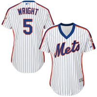 New York Mets #5 David Wright White(Blue Strip) Alternate Women's Stitched MLB Jersey