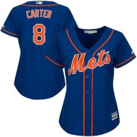 New York Mets #8 Gary Carter Blue Alternate Women's Stitched MLB Jersey