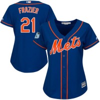 New York Mets #21 Todd Frazier Blue Alternate Women's Stitched MLB Jersey
