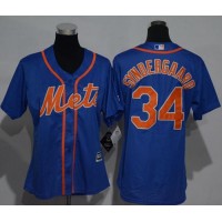 New York Mets #34 Noah Syndergaard Blue Alternate Women's Stitched MLB Jersey