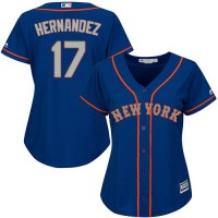 New York Mets #17 Keith Hernandez Blue(Grey NO.) Alternate Women's Stitched MLB Jersey