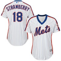 New York Mets #18 Darryl Strawberry White(Blue Strip) Alternate Women's Stitched MLB Jersey