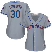 New York Mets #30 Michael Conforto Grey Road Women's Stitched MLB Jersey