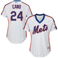 New York Mets #24 Robinson Cano White(Blue Strip) Alternate Women's Stitched MLB Jersey