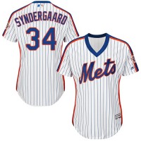 New York Mets #34 Noah Syndergaard White(Blue Strip) Alternate Women's Stitched MLB Jersey
