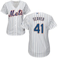 New York Mets #41 Tom Seaver White(Blue Strip) Home Women's Stitched MLB Jersey