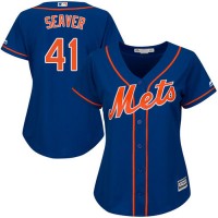 New York Mets #41 Tom Seaver Blue Alternate Women's Stitched MLB Jersey