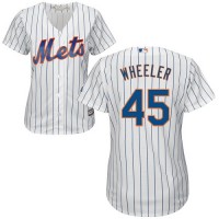 New York Mets #45 Zack Wheeler White(Blue Strip) Home Women's Stitched MLB Jersey