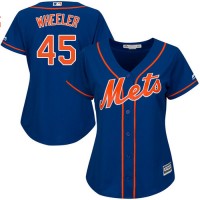 New York Mets #45 Zack Wheeler Blue Alternate Women's Stitched MLB Jersey