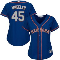 New York Mets #45 Zack Wheeler Blue(Grey NO.) Alternate Women's Stitched MLB Jersey