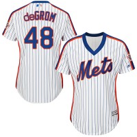 New York Mets #48 Jacob deGrom White(Blue Strip) Alternate Women's Stitched MLB Jersey