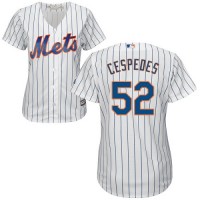 New York Mets #52 Yoenis Cespedes White(Blue Strip) Home Women's Stitched MLB Jersey