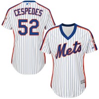 New York Mets #52 Yoenis Cespedes White(Blue Strip) Alternate Women's Stitched MLB Jersey