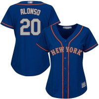 New York Mets #20 Pete Alonso Blue(Grey NO.) Alternate Women's Stitched MLB Jersey