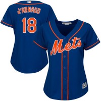 New York Mets #18 Travis d'Arnaud Blue Alternate Women's Stitched MLB Jersey