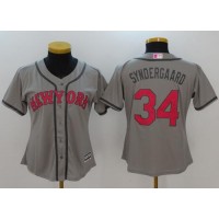 New York Mets #34 Noah Syndergaard Grey Mother's Day Cool Base Women's Stitched MLB Jersey