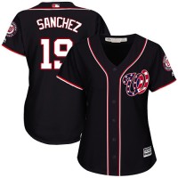 Washington Nationals #19 Anibal Sanchez Navy Blue Alternate Women's Stitched MLB Jersey