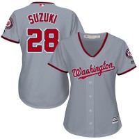 Washington Nationals #28 Kurt Suzuki Grey Road Women's Stitched MLB Jersey
