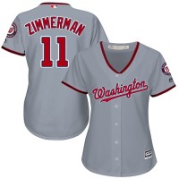Washington Nationals #11 Ryan Zimmerman Grey Road Women's Stitched MLB Jersey