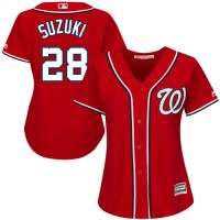Washington Nationals #28 Kurt Suzuki Red Alternate Women's Stitched MLB Jersey