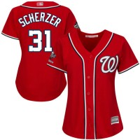 Washington Nationals #31 Max Scherzer Red Alternate 2019 World Series Champions Women's Stitched MLB Jersey