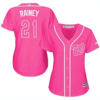 Washington Nationals #21 Tanner Rainey Pink Fashion Women's Stitched MLB Jersey
