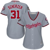 Washington Nationals #31 Max Scherzer Grey Road 2019 World Series Champions Women's Stitched MLB Jersey