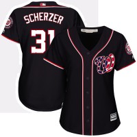 Washington Nationals #31 Max Scherzer Navy Blue Alternate Women's Stitched MLB Jersey