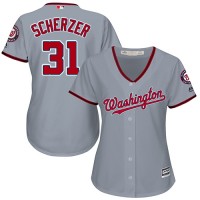 Washington Nationals #31 Max Scherzer Grey Road Women's Stitched MLB Jersey