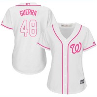 Washington Nationals #48 Javy Guerra White/Pink Fashion Women's Stitched MLB Jersey