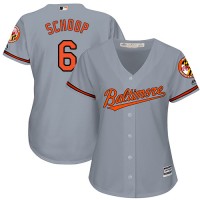 Baltimore Orioles #6 Jonathan Schoop Grey Road Women's Stitched MLB Jersey